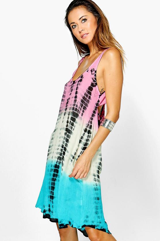 Megan Tie Dye Twist Back Beach Dress